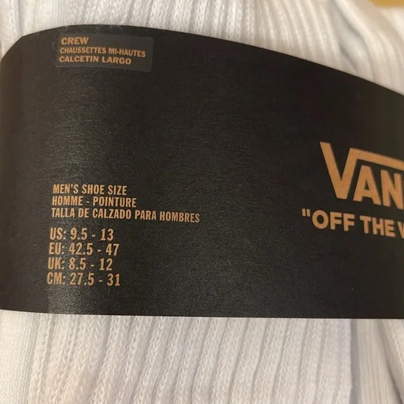 Vans Socks 6 pairs set CREW VANS.
"OFF THE WALL" White/Black 
NWT - Picture 3 of 16